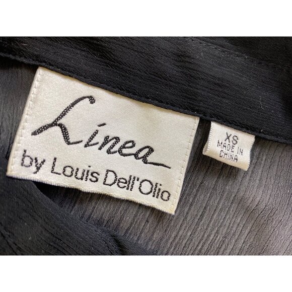 Linea By Louis DellOlio Black Sheer Button-Up Blouse Size XS Shirt Top Classic‎ - Picture 3 of 5